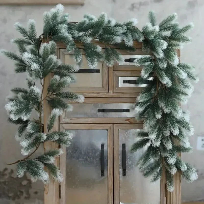 Realistic Snowy Green Christmas Garland