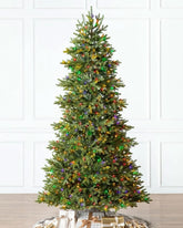 Norway Spruce Christmas Tree with Hinged Branches, Metal Stand and Built-in Colorful Micro LEDs