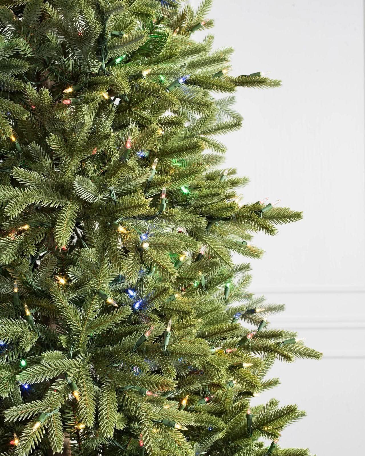 Norway Spruce Christmas Tree with Hinged Branches, Metal Stand and Built-in Colorful Micro LEDs