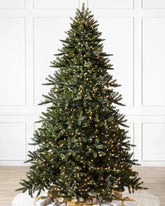 California Baby Redwood Christmas Tree with Hinged Branches, Metal Stand and Built-in Micro LEDs
