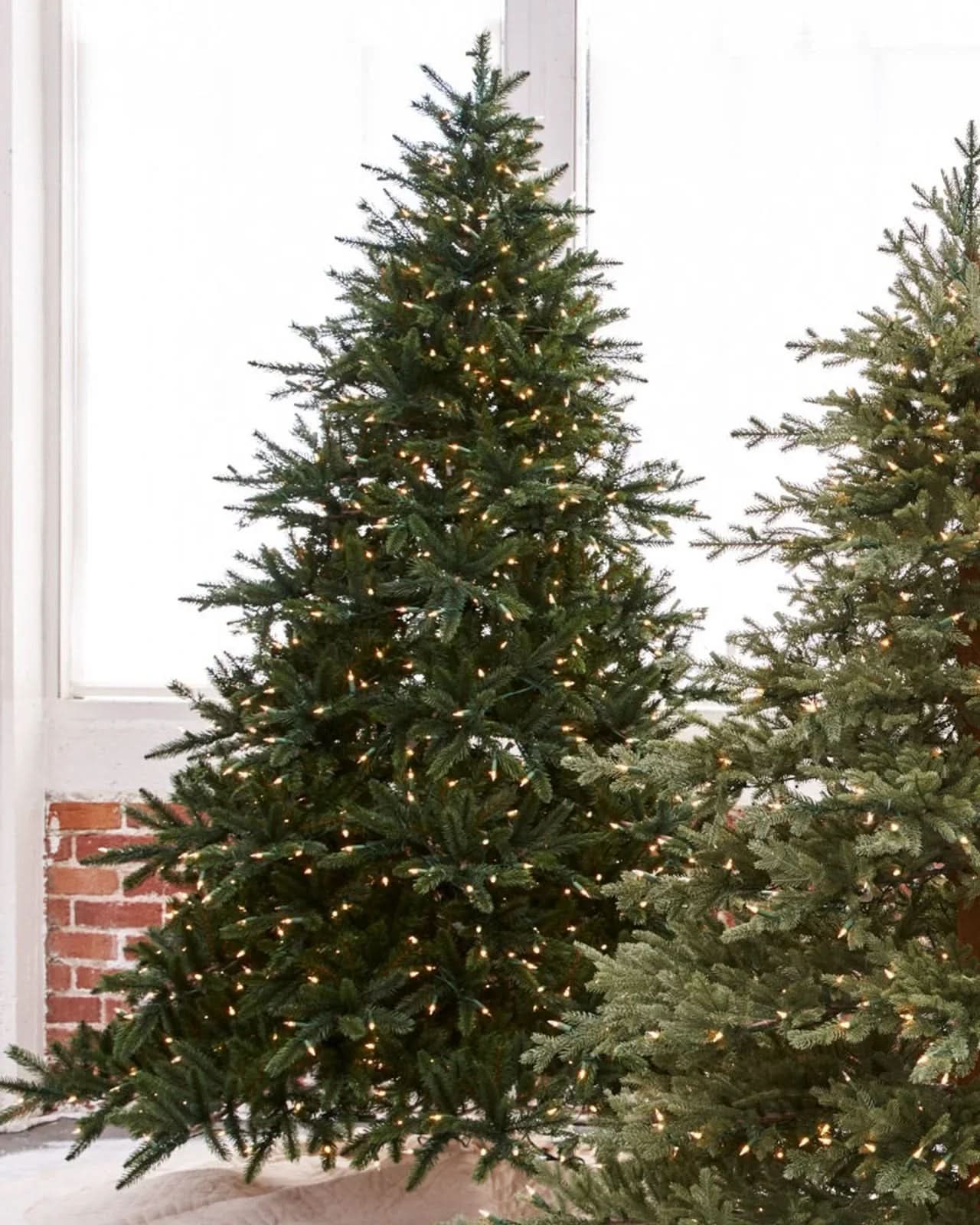 California Baby Redwood Christmas Tree with Hinged Branches, Metal Stand and Built-in Micro LEDs