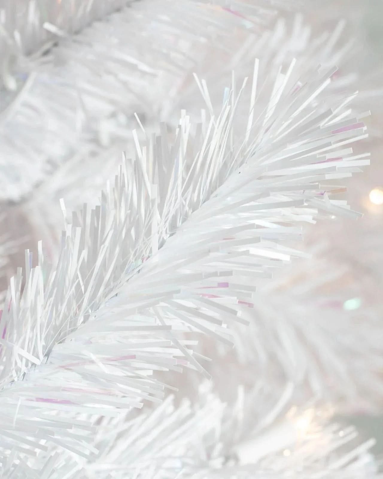 Classic White Christmas Tree with Articulated Branches, Metal Stand and Built-in Micro LEDs