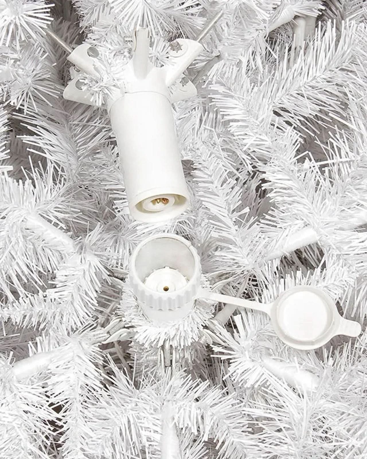 Classic White Christmas Tree with Articulated Branches, Metal Stand and Built-in Micro LEDs