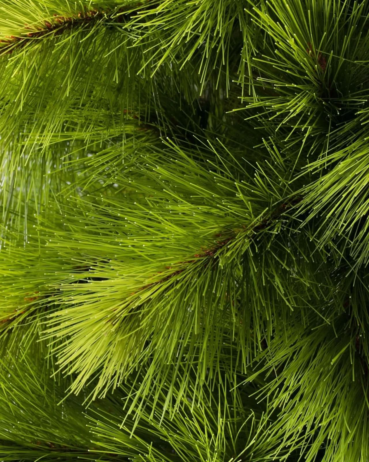 Slim Monterey Pine Christmas Tree with Hinged Branches, Metal Stand and Built-in Micro LEDs