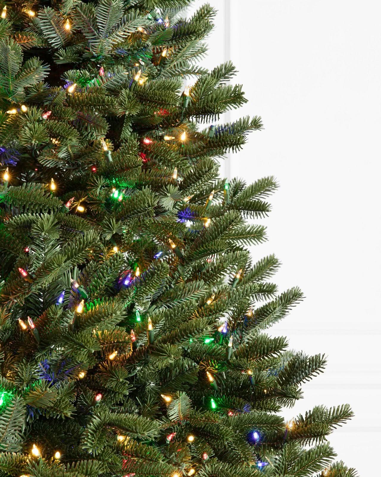 Aligned Fir Christmas Tree with Articulated Branches, Metal Stand and Built-in Colorful Micro LEDs