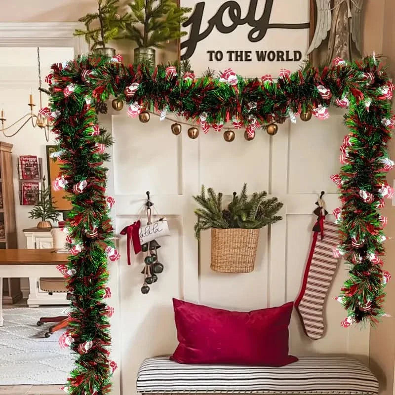 Fake Christmas Garland with Decorations