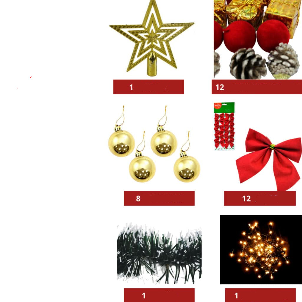 Kit 35 Christmas Ornaments for Tree/Pine Decoration: Balls, Twinkling Lights, Luxury Pendants