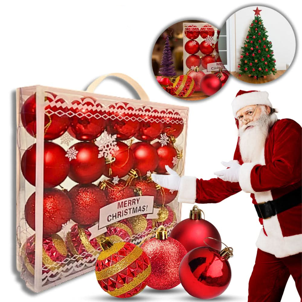 Kit of 20 Large Christmas Balls 6cm Decorated Smooth Matte with Glitter