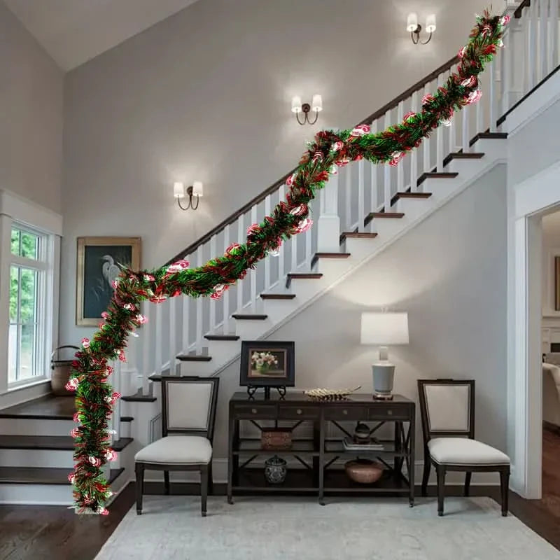 Fake Christmas Garland with Decorations