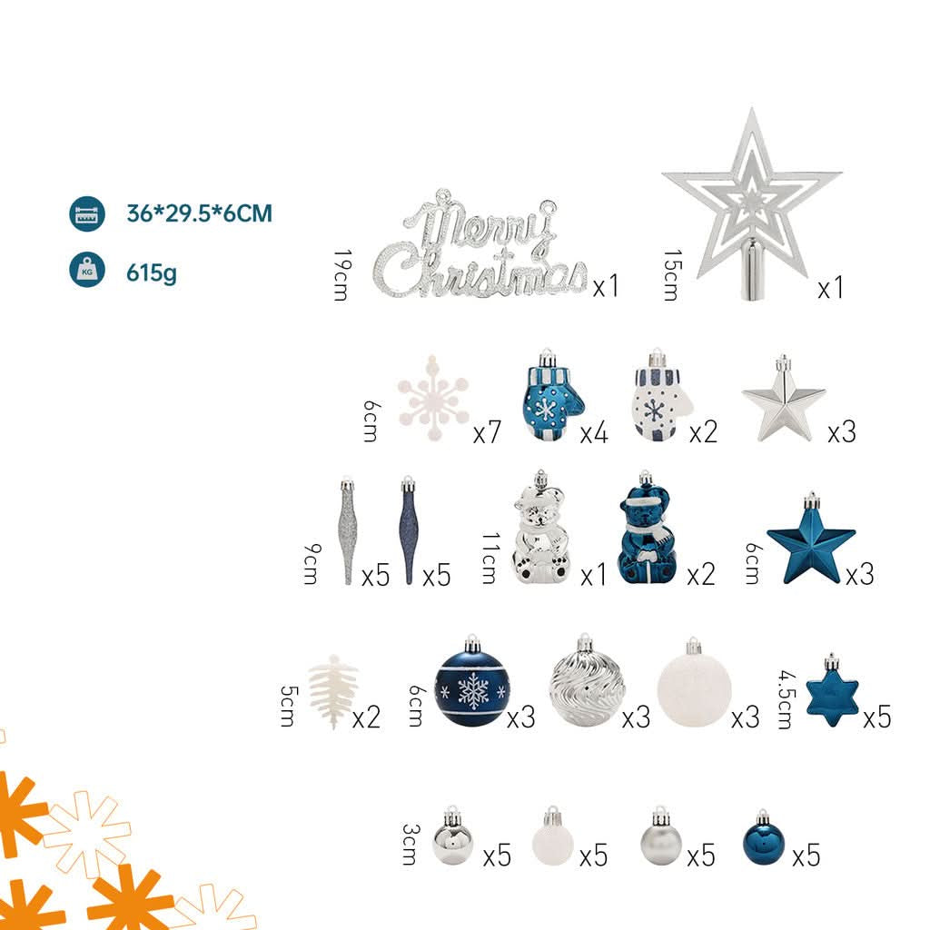 Kit 70 Christmas Balls Decoration Tree Hanging Balls Christmas Ornaments Home LED String Lights