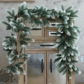 Realistic Snowy Green Christmas Garland