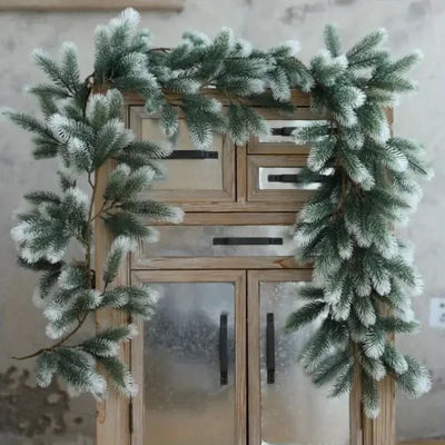 Realistic Snowy Green Christmas Garland