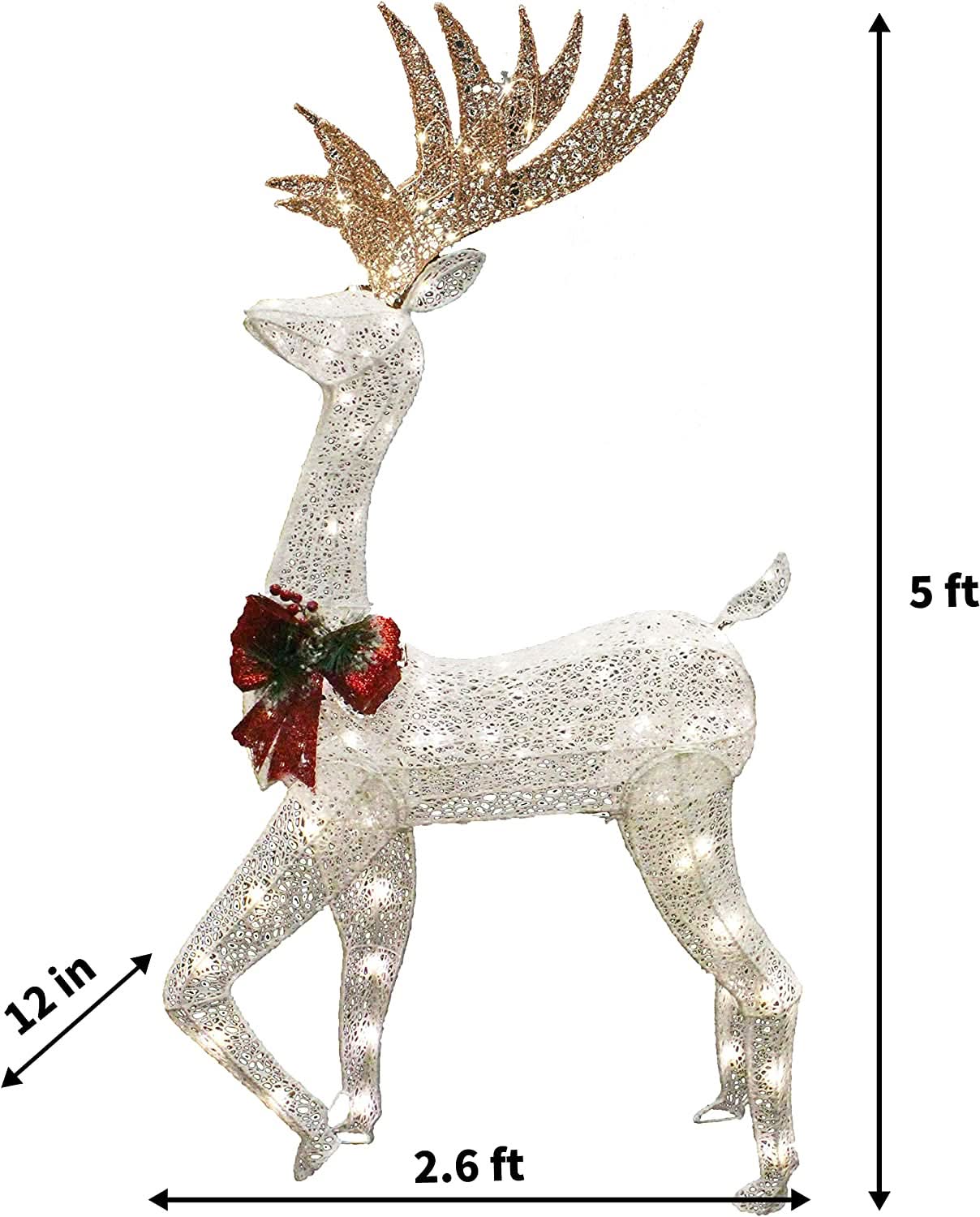 Illuminated Reindeer with LED Lights – 1.52m Tall