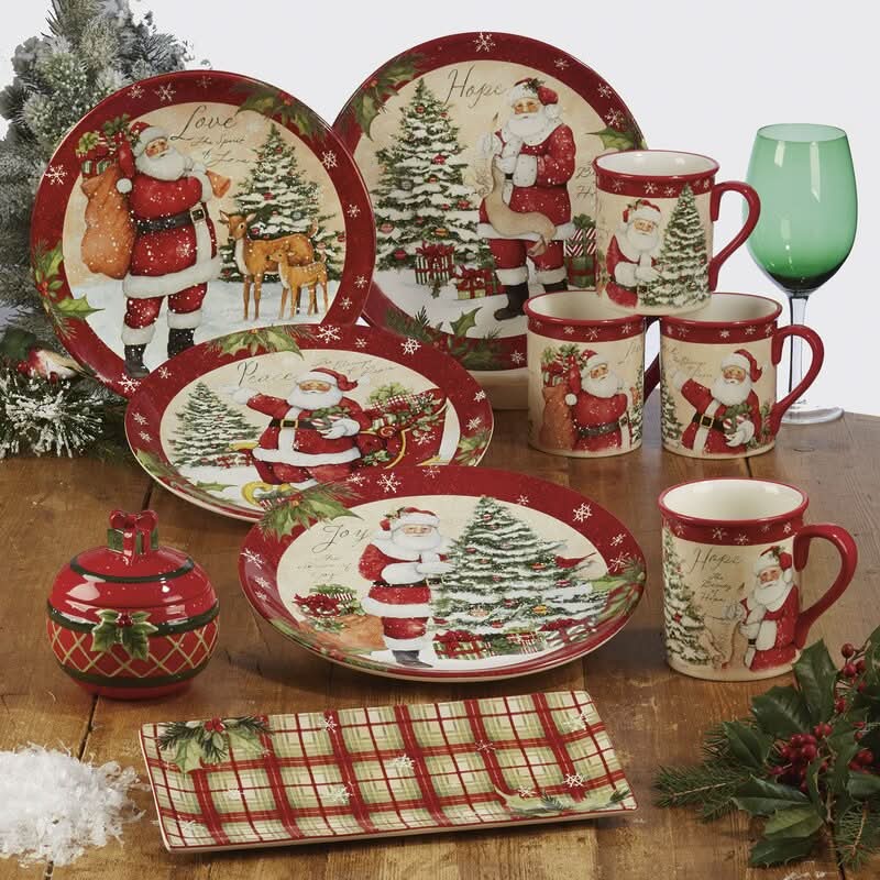 Holiday Wishes Christmas Dinnerware Set – 16 Pieces