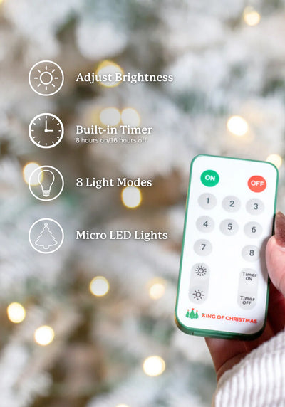 8' Queen Flock® Artificial Christmas Tree with 900 Warm White LED Light