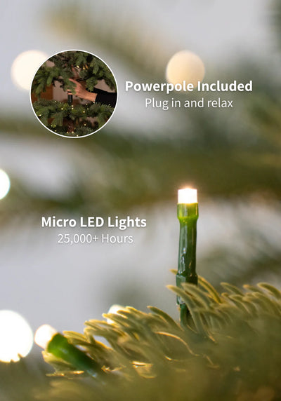 8' King Noble Fir Artificial Christmas Tree with 600 Warm White LED Lights