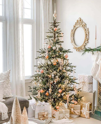 8' King Noble Fir Artificial Christmas Tree with 600 Warm White LED Lights