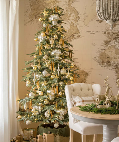 8' King Noble Fir Artificial Christmas Tree with 600 Warm White LED Lights