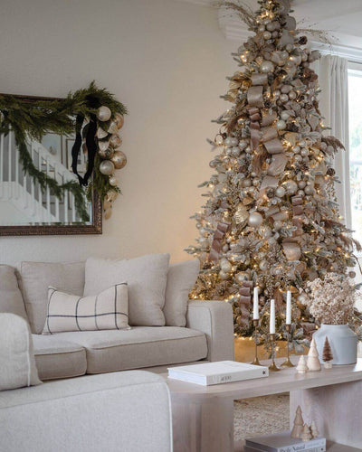 8' Queen Flock® Artificial Christmas Tree with 900 Warm White LED Light