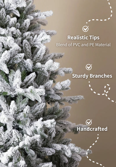 8' Queen Flock® Artificial Christmas Tree with 900 Warm White LED Light