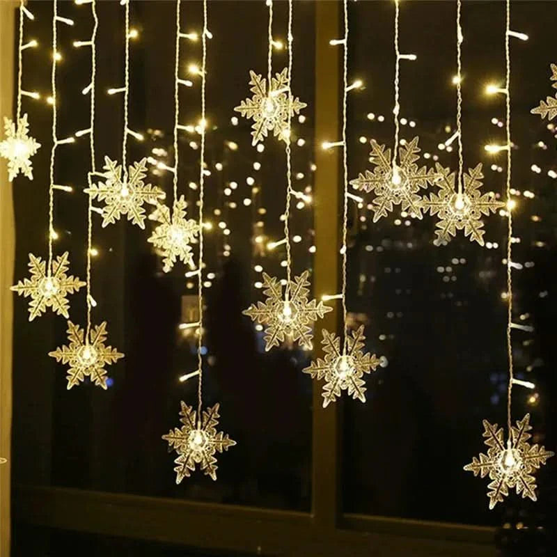 Snowflake LED Light Curtain – Christmas Magic in Every Detail