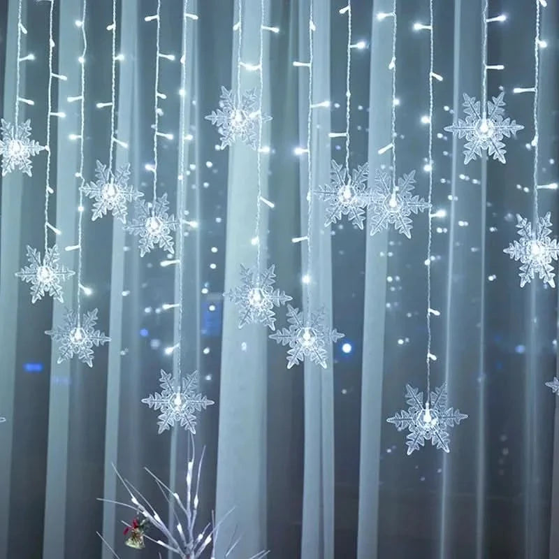 Snowflake LED Light Curtain – Christmas Magic in Every Detail