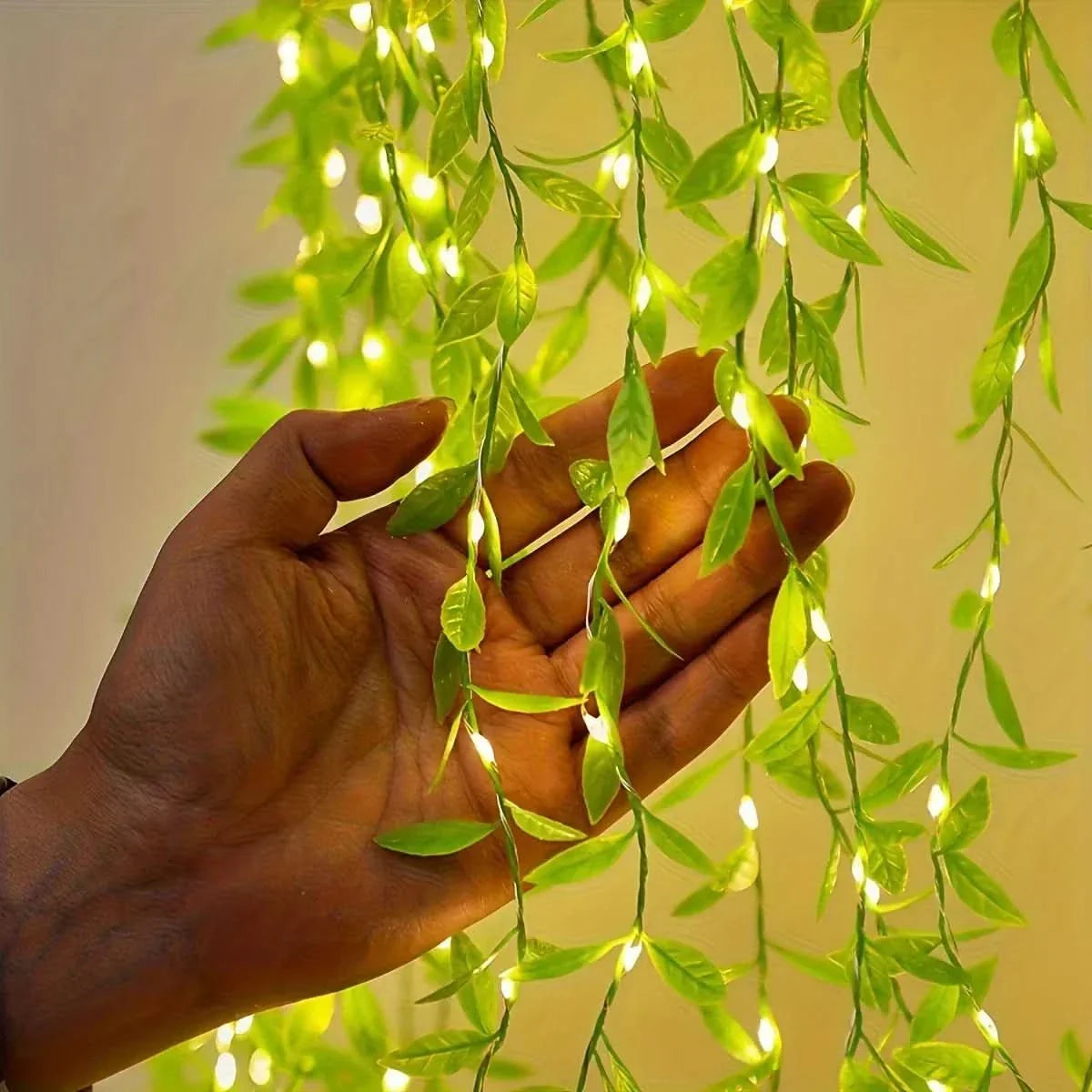Christmas Lights Curtain with Leaves – Charm and Magic in Every Detail
