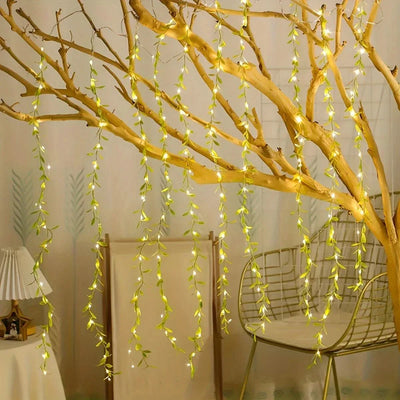 Christmas Lights Curtain with Leaves – Charm and Magic in Every Detail
