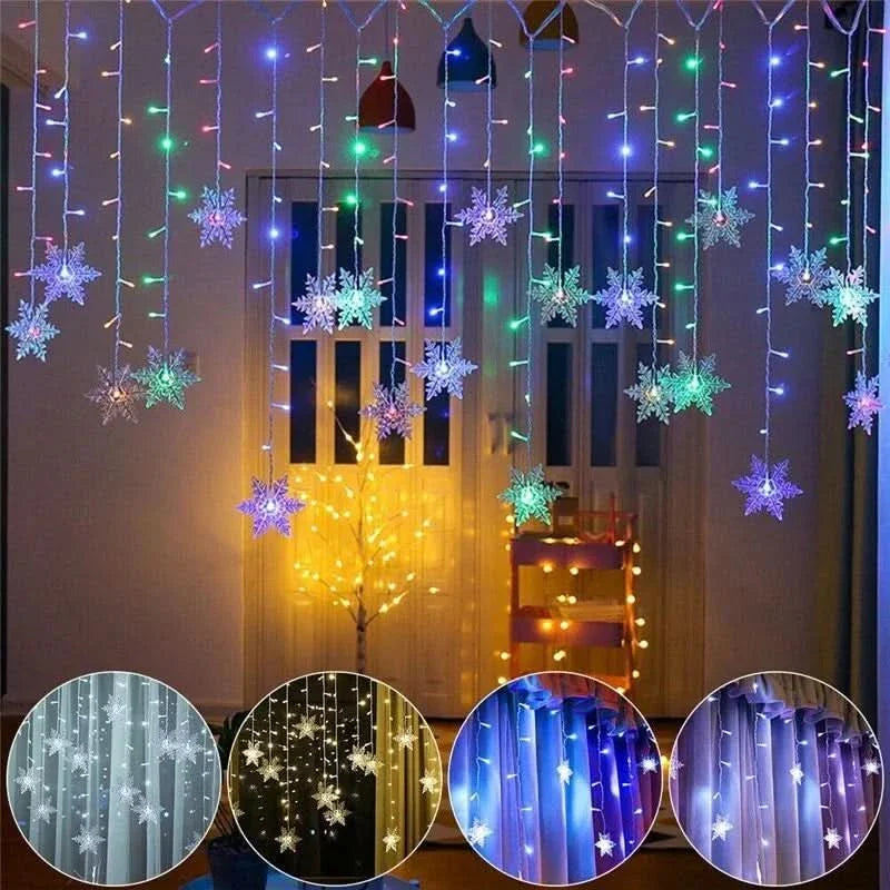 Snowflake LED Light Curtain – Christmas Magic in Every Detail