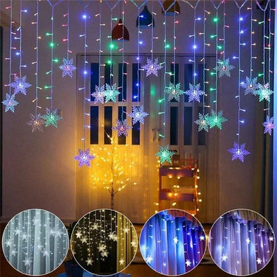 Snowflake LED Light Curtain – Christmas Magic in Every Detail