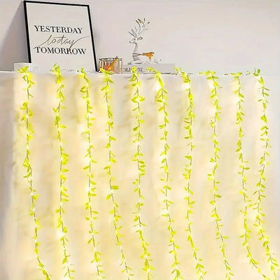 Christmas Lights Curtain with Leaves – Charm and Magic in Every Detail