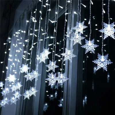 Snowflake LED Light Curtain – Christmas Magic in Every Detail