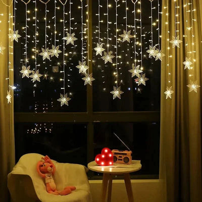 Snowflake LED Light Curtain – Christmas Magic in Every Detail