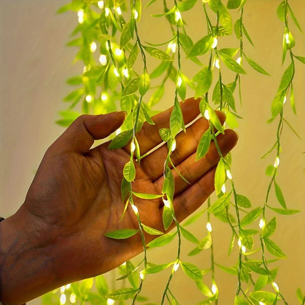 Christmas Lights Curtain with Leaves – Charm and Magic in Every Detail