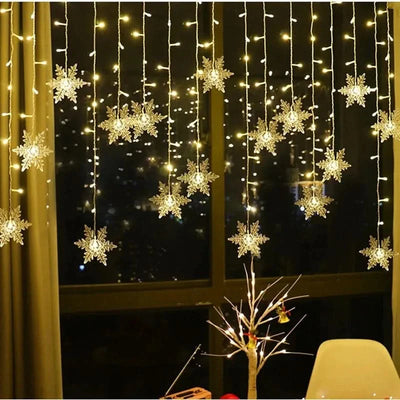 Snowflake LED Light Curtain – Christmas Magic in Every Detail