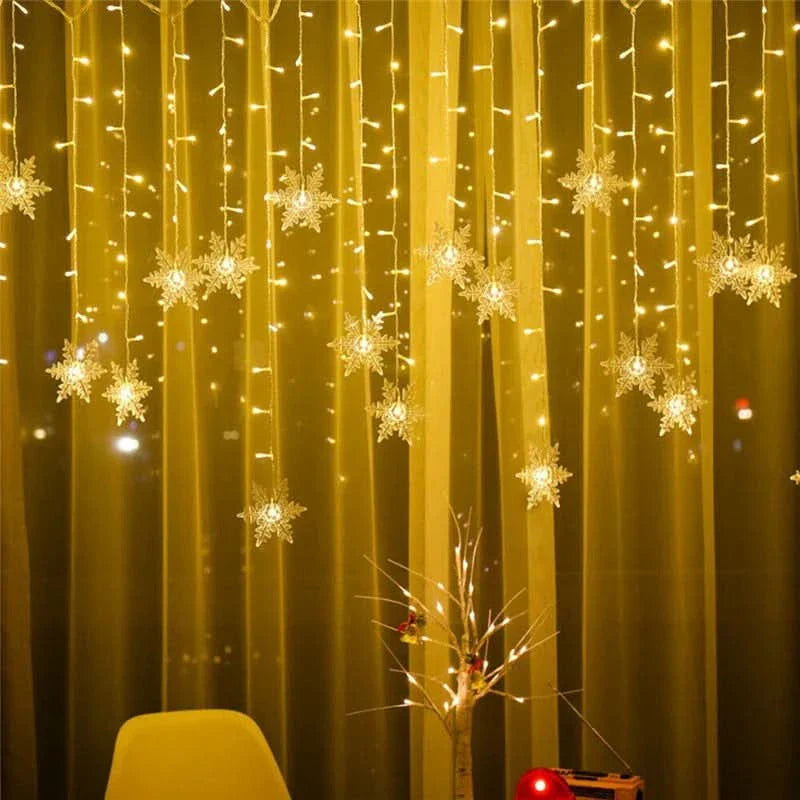 Snowflake LED Light Curtain – Christmas Magic in Every Detail