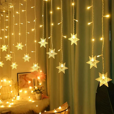 Snowflake LED Light Curtain – Christmas Magic in Every Detail
