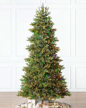 Norway Spruce Christmas Tree with Hinged Branches, Metal Stand and Built-in Colorful Micro LEDs