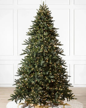 California Baby Redwood Christmas Tree with Hinged Branches, Metal Stand and Built-in Micro LEDs