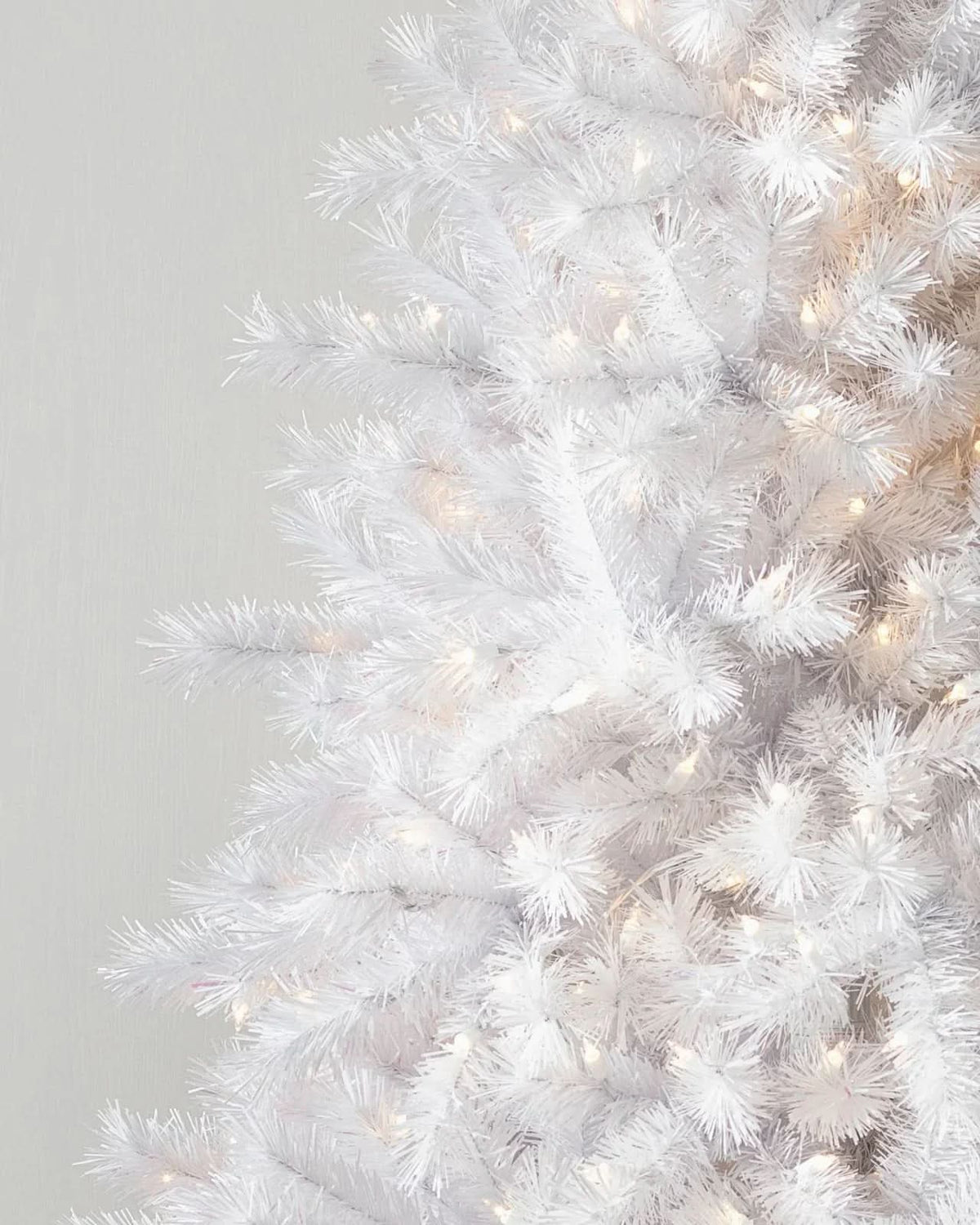 Classic White Christmas Tree with Articulated Branches, Metal Stand and Built-in Micro LEDs