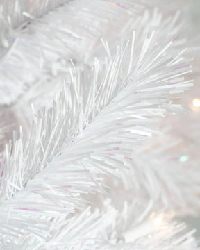 Classic White Christmas Tree with Articulated Branches, Metal Stand and Built-in Micro LEDs