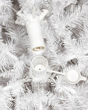 Classic White Christmas Tree with Articulated Branches, Metal Stand and Built-in Micro LEDs