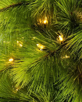 Slim Monterey Pine Christmas Tree with Hinged Branches, Metal Stand and Built-in Micro LEDs