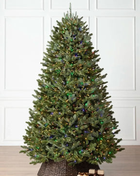 Aligned Fir Christmas Tree with Articulated Branches, Metal Stand and Built-in Colorful Micro LEDs