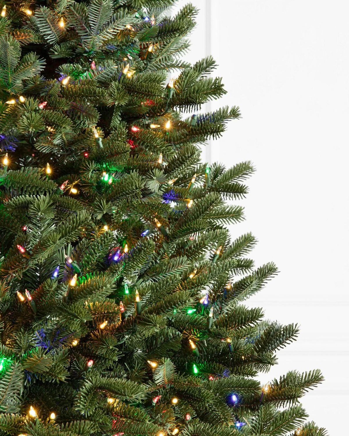 Aligned Fir Christmas Tree with Articulated Branches, Metal Stand and Built-in Colorful Micro LEDs