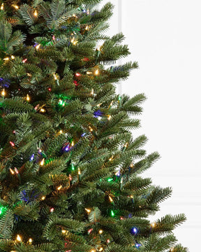 Aligned Fir Christmas Tree with Articulated Branches, Metal Stand and Built-in Colorful Micro LEDs