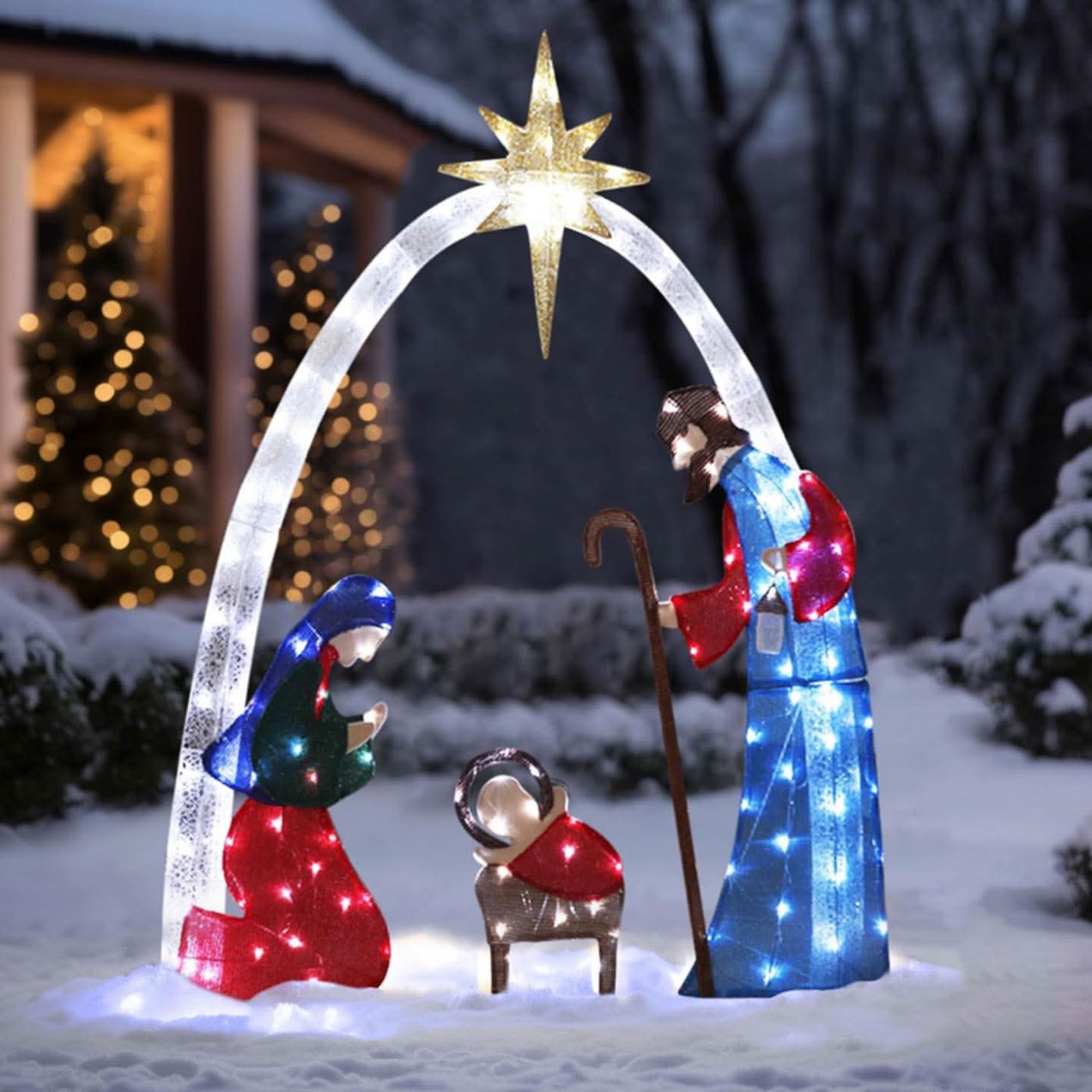 Illuminated Nativity Scene, 1.52 m tall.