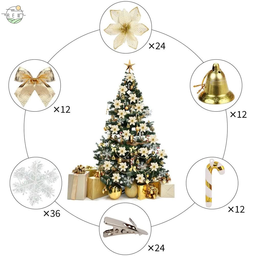 Kit 120 Christmas Ornaments for Tree Decoration