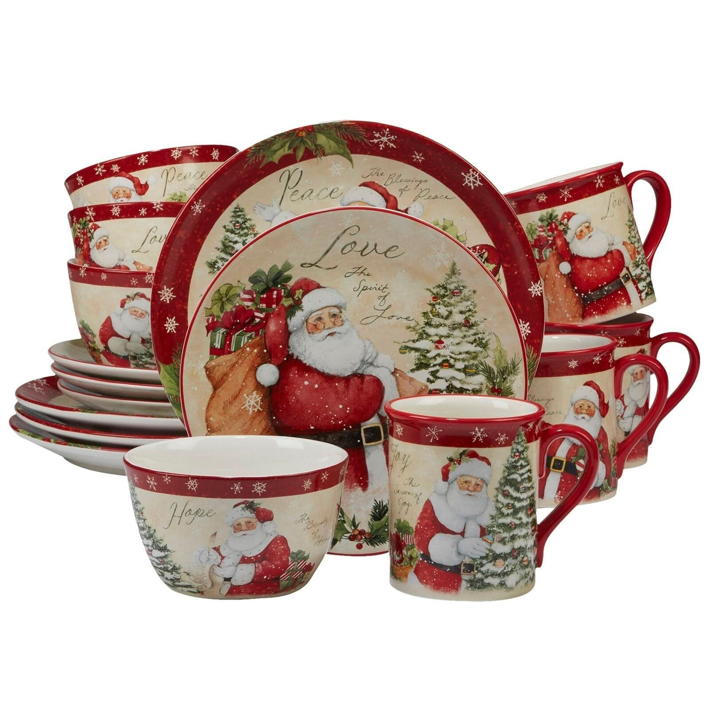 Holiday Wishes Christmas Dinnerware Set – 16 Pieces