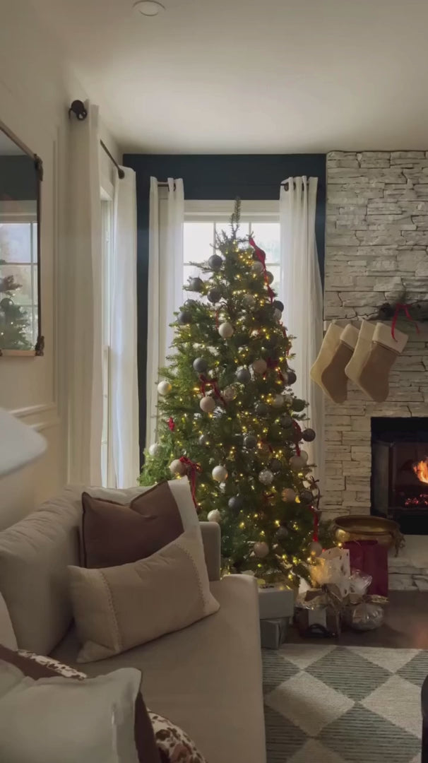 7.5' Yorkshire Fir Artificial Christmas Tree with 600 Warm White LED Lights